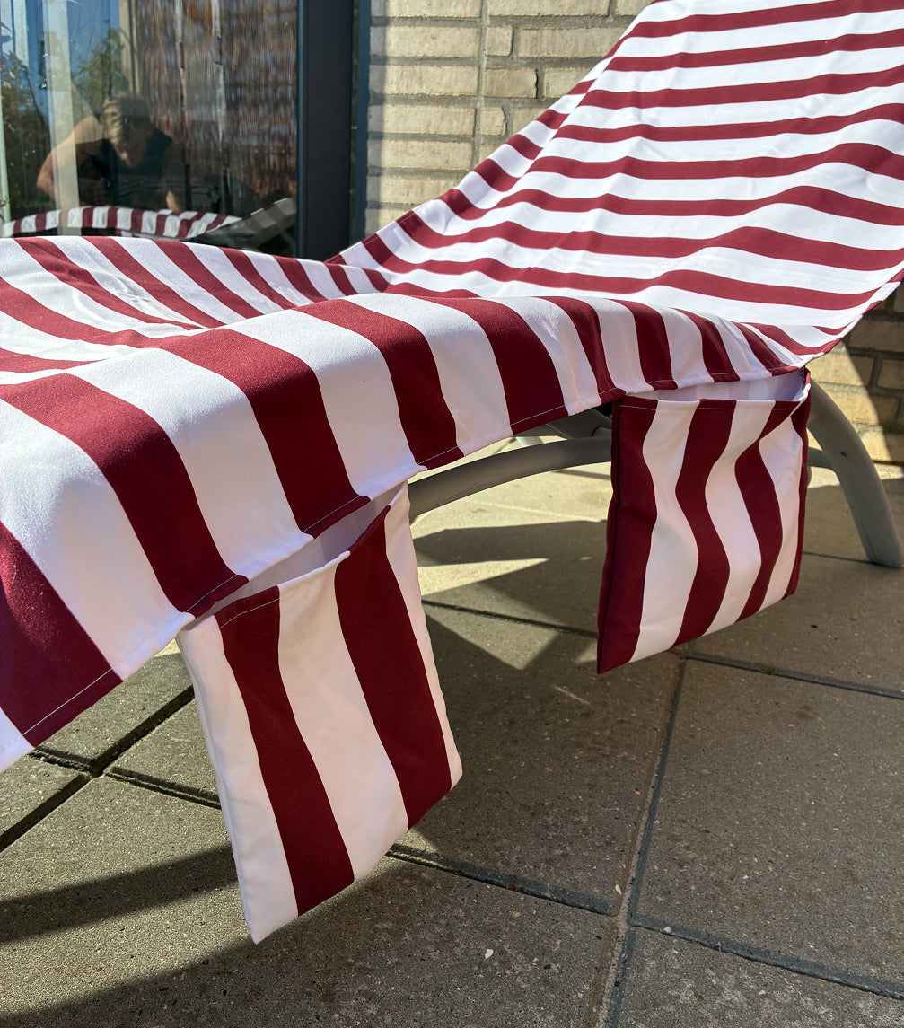 Cover til solseng - Stribet Bordeaux