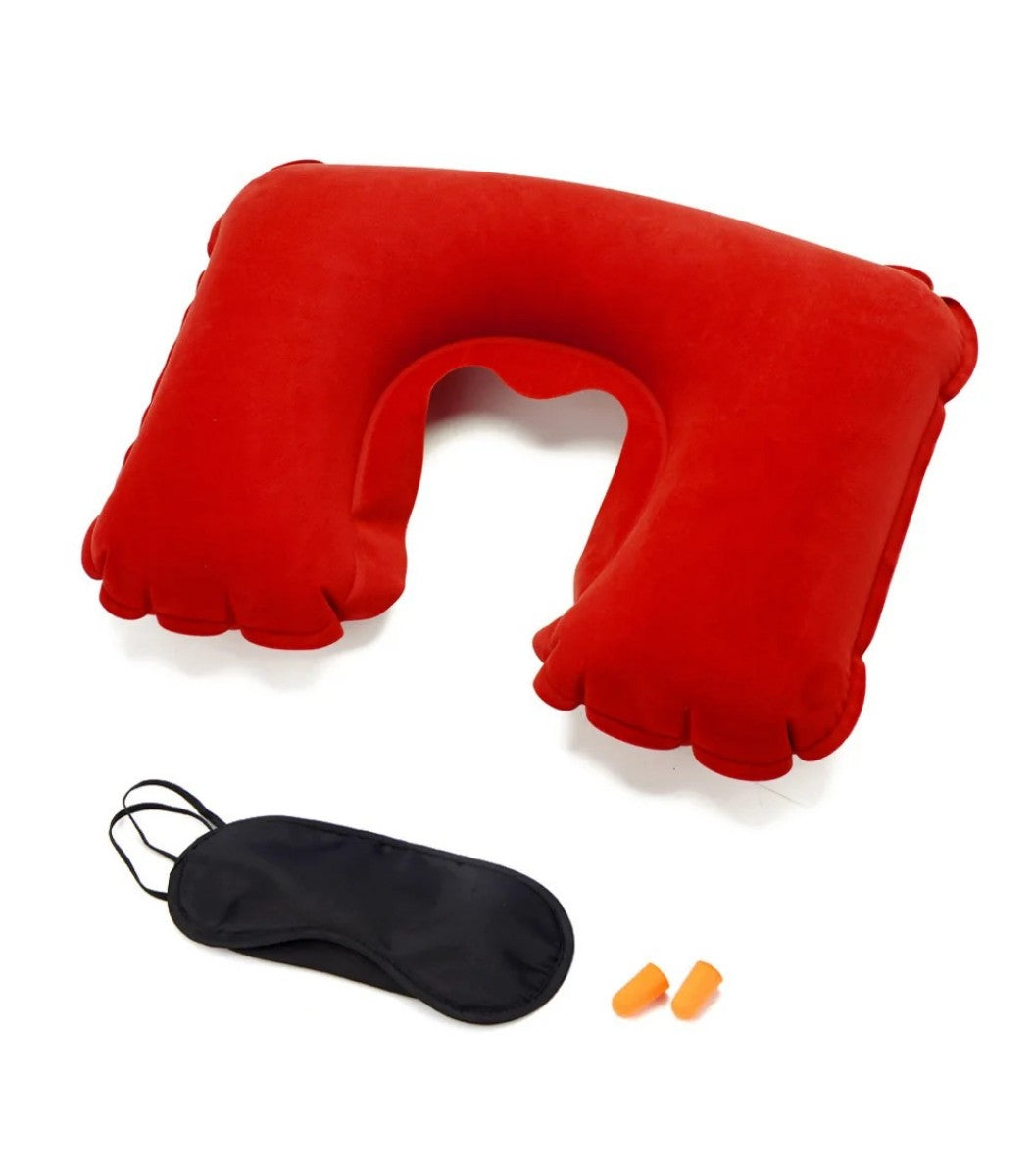 Oppustelig Nakkepudesæt (3-i-1) - Rød